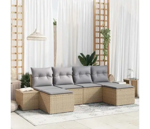 Sodo Sofų Rinkinys 4 Pcs Bežinė Ir Šviesiai Pilka Poliratanas