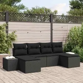 Dārza Dīvānu Komplekts Ar Spilvenu 4 Pcs Melna Poliratāns Vidaxl