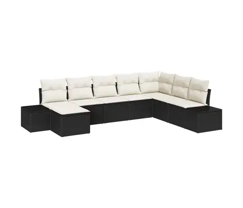 8 Gabalu Dārza Dīvānu Komplekts Ar Spilveniem, Melnā Poli Rotangpalmas Vidaxl