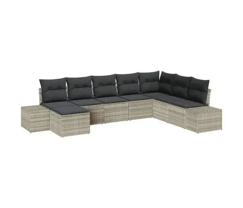 8 Daļu Dārza Dīvānu Komplekts Ar Spilveniem Gaiši Pelēka Poli Rotangpalma Vidaxl