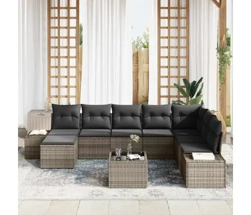 Dārza Dīvānu Komplekts 9 Pcs Pelēka 319 X 209 X 85 Cm Vidaxl