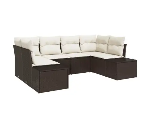 6 Gab Dārzs Dīvānu Komplekts Ar Spilveniem, Brūna Poli Rotangpalma Vidaxl