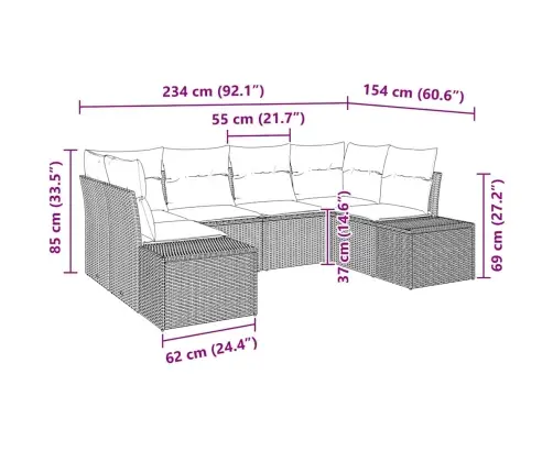 Dārza Dīvānu Komplekts 6 Pcs Pelēka 234 X 154 X 85 Cm Vidaxl