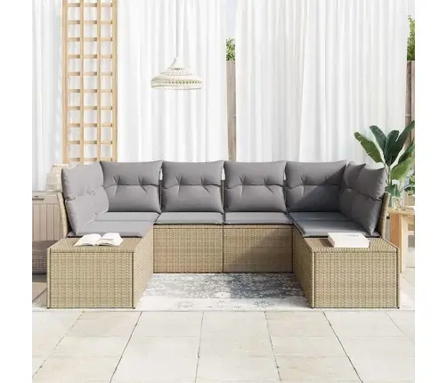 Aia Diivanikomplekt 6 Pcs Beež Ja Heledhall Polürooster