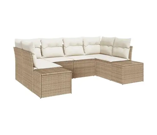 6 Gabalu Dārza Dīvānu Komplekts Ar Spilveniem Bēšā Poliraidu Vidaxl