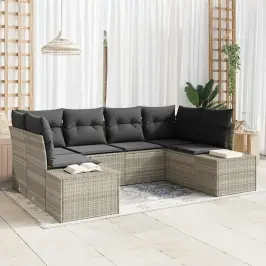 Dārza Dīvānu Komplekts 6 Pcs Gaiši Pelēka 234 X 154 X 85 Cm Vidaxl