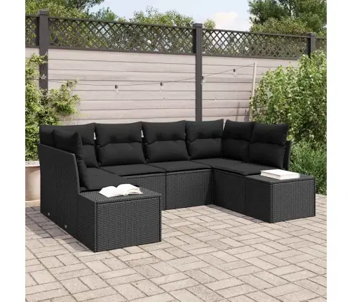 Dārza Dīvānu Komplekts 6 Pcs Melna Poliūtu Rotangpalma Vidaxl