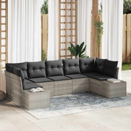 Sodo Sofų Rinkinys 7 Pcs Šviesiai Pilka 289 X 154 X 85 Cm