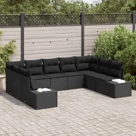 Dārza Dīvānu Komplekts 9 Pcs Melna 289 X 209 X 85 Cm Vidaxl