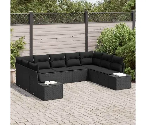 Dārza Dīvānu Komplekts 9 Pcs Melna 289 X 209 X 85 Cm Vidaxl
