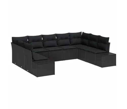 Dārza Dīvānu Komplekts 9 Pcs Melna 289 X 209 X 85 Cm Vidaxl
