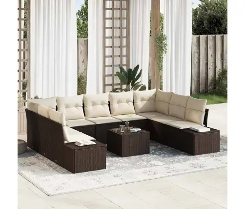 Dārza Dīvānu Komplekts Ar Spilvenu 10 Pcs Brūna Un Krēmkrāsas Vidaxl Dārza Dīvānu Komplekts Ar Spilvenu 10 Pcs Brūna Un Krēmkrāsas Vidaxl