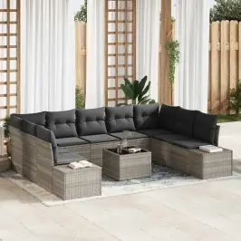 Dārza Dīvānu Komplekts 10 Pcs Gaiši Pelēka 289 X 209 X 85 Cm Vidaxl