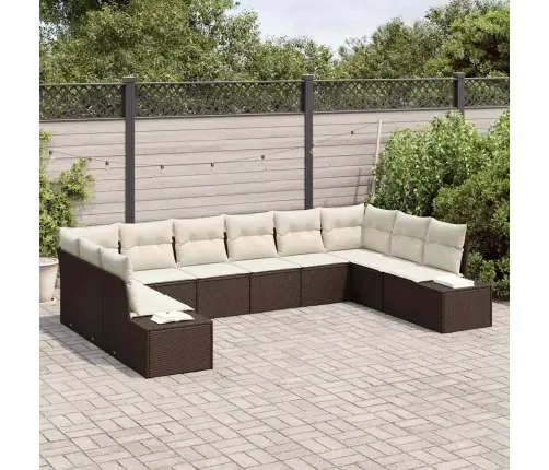 Aia Diivanikomplekt Padjaga 10 Pcs Pruun Ja Kreem Polürottang