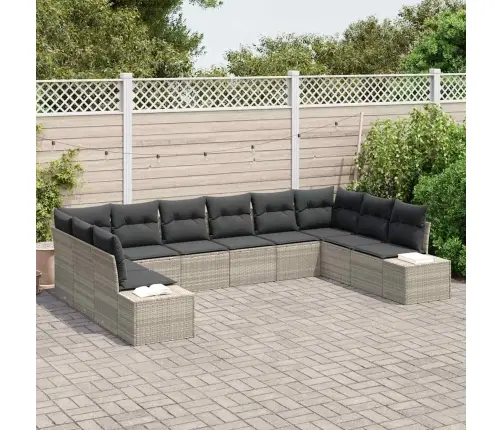 10 Daļu Dārza Dīvāns Ar Spilveniem, Gaiši Pelēks, Polietilēna Rotangpalma Vidaxl 10 Daļu Dārza Dīvāns Ar Spilveniem, Gaiši Pelēks, Polietilēna Rotangpalma Vidaxl