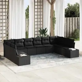 Dārza Dīvānu Komplekts 10 Pcs Melna 344 X 209 X 85 Cm Vidaxl