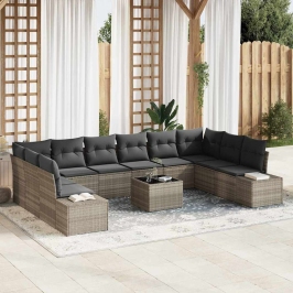 Dārza Dīvānu Komplekts 11 Pcs Gaiši Pelēka 344 X 209 X 85 Cm Vidaxl