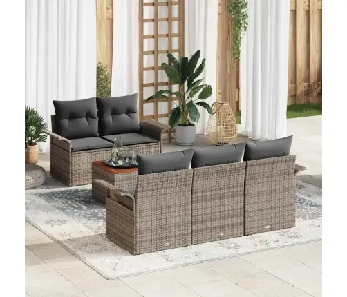 6 Gabalu Dārza Dīvānu Komplekts Ar Spilveniem Pelēkā Poli Rattan Akācijas Vidaxl 6 Gabalu Dārza Dīvānu Komplekts Ar Spilveniem Pelēkā Poli Rattan Akācijas Vidaxl