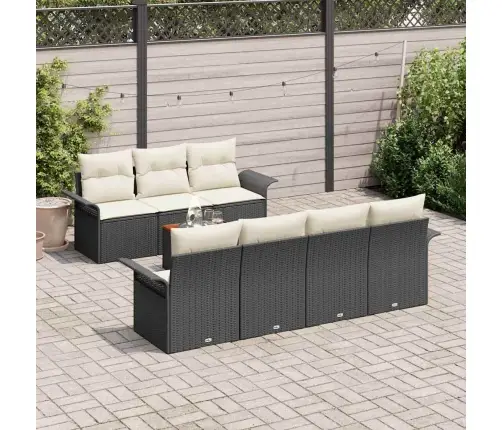 Sodo Sofų Rinkinys Su Pagalve Su Pagalve 8 Pcs Juoda Ir Kreminė