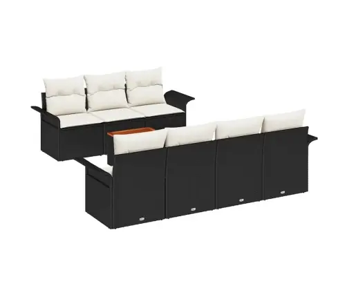 Sodo Sofų Rinkinys Su Pagalve Su Pagalve 8 Pcs Juoda Ir Kreminė