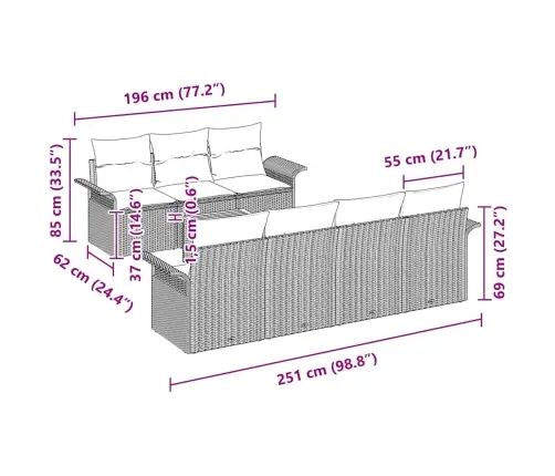 Sodo Sofų Rinkinys Su Pagalve Su Pagalve 8 Pcs Juoda Ir Kreminė