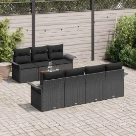 Dārza Dīvānu Komplekts Ar Spilvenu 8 Pcs Melna 55 X 55 X 37 Cm Vidaxl