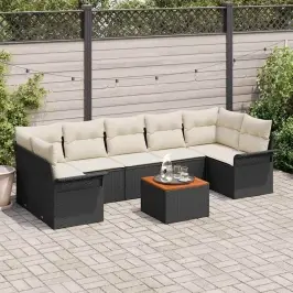 Dārza Dīvānu Komplekts 8 Pcs Melns Un Krēmkrāsa 55 X 55 X 37 Cm Vidaxl