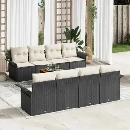 Dārza Dīvānu Komplekts 7 Pcs Melns Un Krēmkrāsa 55 X 55 X 37 Cm Vidaxl