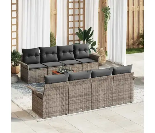 9 Daļu Dārza Dīvānu Komplekts Ar Spilveniem Pelēkā Polirātana Akāciju Vidaxl 9 Daļu Dārza Dīvānu Komplekts Ar Spilveniem Pelēkā Polirātana Akāciju Vidaxl