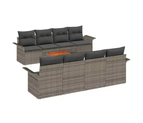 9 Daļu Dārza Dīvānu Komplekts Ar Spilveniem Pelēkā Polirātana Akāciju Vidaxl 9 Daļu Dārza Dīvānu Komplekts Ar Spilveniem Pelēkā Polirātana Akāciju Vidaxl