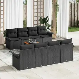 Sodo Sofų Rinkinys Su Pagalve 7 Pcs Juoda 55 X 55 X 37 Cm