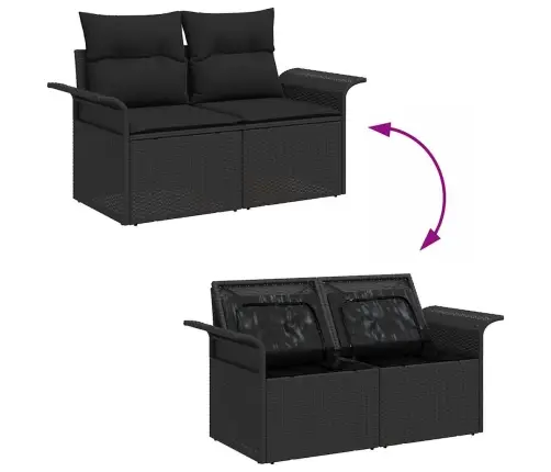 Sodo Sofų Rinkinys Su Pagalve 7 Pcs Juoda 55 X 55 X 37 Cm
