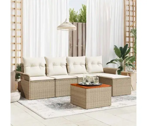 Sodo Sofų Rinkinys Su Pagalve 6 Pcs Bežinė Ir Kreminė