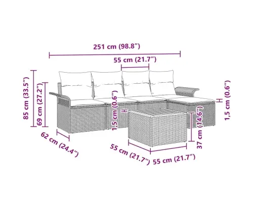 Sodo Sofų Rinkinys Su Pagalve 6 Pcs Bežinė Ir Kreminė