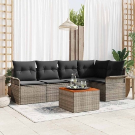 Sodo Sofų Rinkinys Su Pagalve 6 Pcs Pilka 55 X 55 X 37 Cm