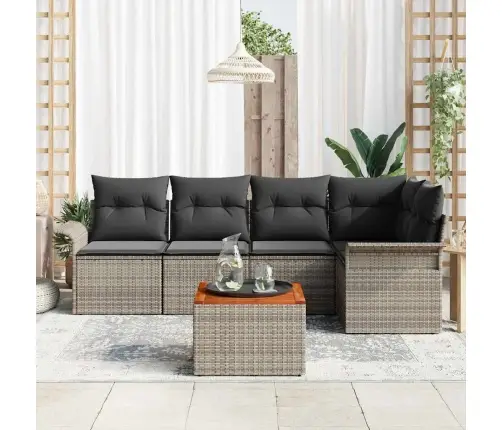 Sodo Sofų Rinkinys Su Pagalve 6 Pcs Pilka 55 X 55 X 37 Cm