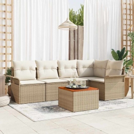 Dārza Dīvānu Komplekts 6 Pcs Bēšs Un Krēms 55 X 55 X 37 Cm Vidaxl
