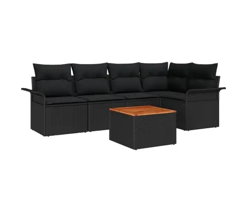 Sodo Sofų Rinkinys Su Saugykla 6 Pcs Juoda Poliratanas