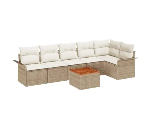 Sodo Sofų Rinkinys Su Pagalve 7 Pcs Bežinė Ir Kreminė