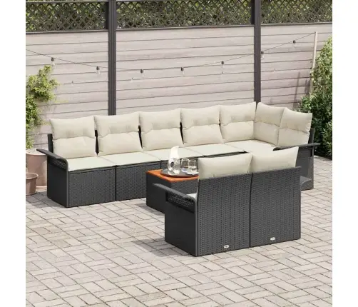 Sodo Sofų Rinkinys Su Pagalve Su Pagalve 9 Pcs Juoda Ir Kreminė