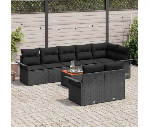 Aia Diivanikomplekt Ladustamisega 9 Pcs Must Polürotang