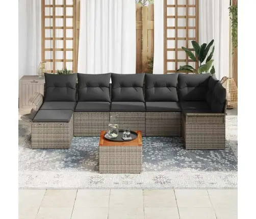 Dārza Dīvānu Komplekts Ar Spilvenu Ar Uzglabāšanu 8 Pcs Pelēka Vidaxl