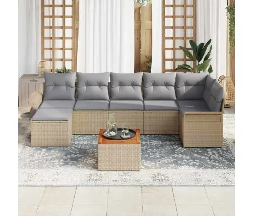 Aia Diivanikomplekt 8 Pcs Beež Ja Heledhall Polürotang