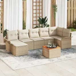 Dārza Dīvānu Komplekts Ar Spilvenu 8 Pcs Bēšs Un Krēms Vidaxl