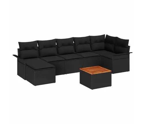 Sodo Sofų Rinkinys Su Saugykla 8 Pcs Juoda Poliratanas