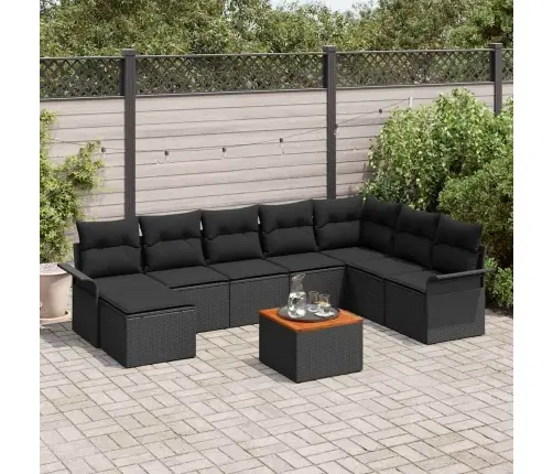 Dārza Dīvānu Komplekts Ar Uzglabāšanu 9 Pcs Melna Poliratāns Vidaxl