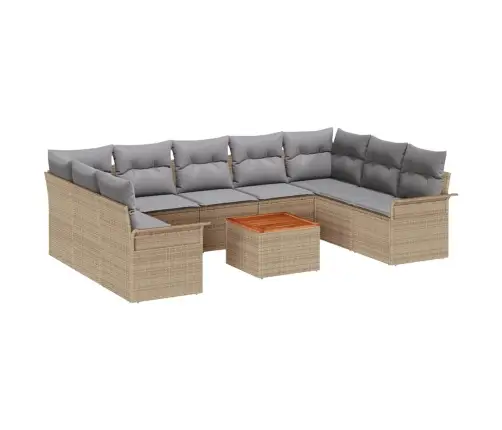 Sodo Sofų Rinkinys Su Pagalve 10 Pcs Bežinė Ir Šviesiai Pilka