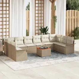 Dārza Dīvānu Komplekts 11 Pcs Bēšs Un Krēms 55 X 55 X 37 Cm Vidaxl