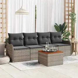 Dārza Dīvānu Komplekts Ar Spilvenu Ar Uzglabāšanu 5 Pcs Pelēka Vidaxl