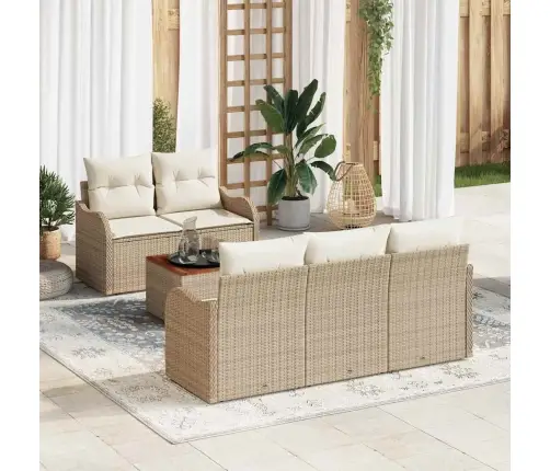 Sodo Sofų Rinkinys 6 Pcs Bežinė Ir Kreminė 55 X 55 X 37 Cm